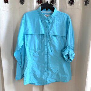 World Wide Sportsman Womens Top Blue Pink‎ Nylon Vented Gorpcore Hiking 18910